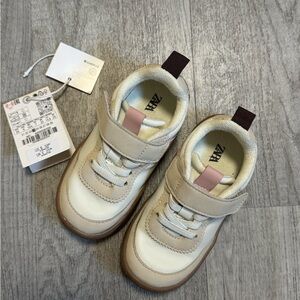 ZARA kids Sneakers Size 24 Beige Pink Velcro Shoes